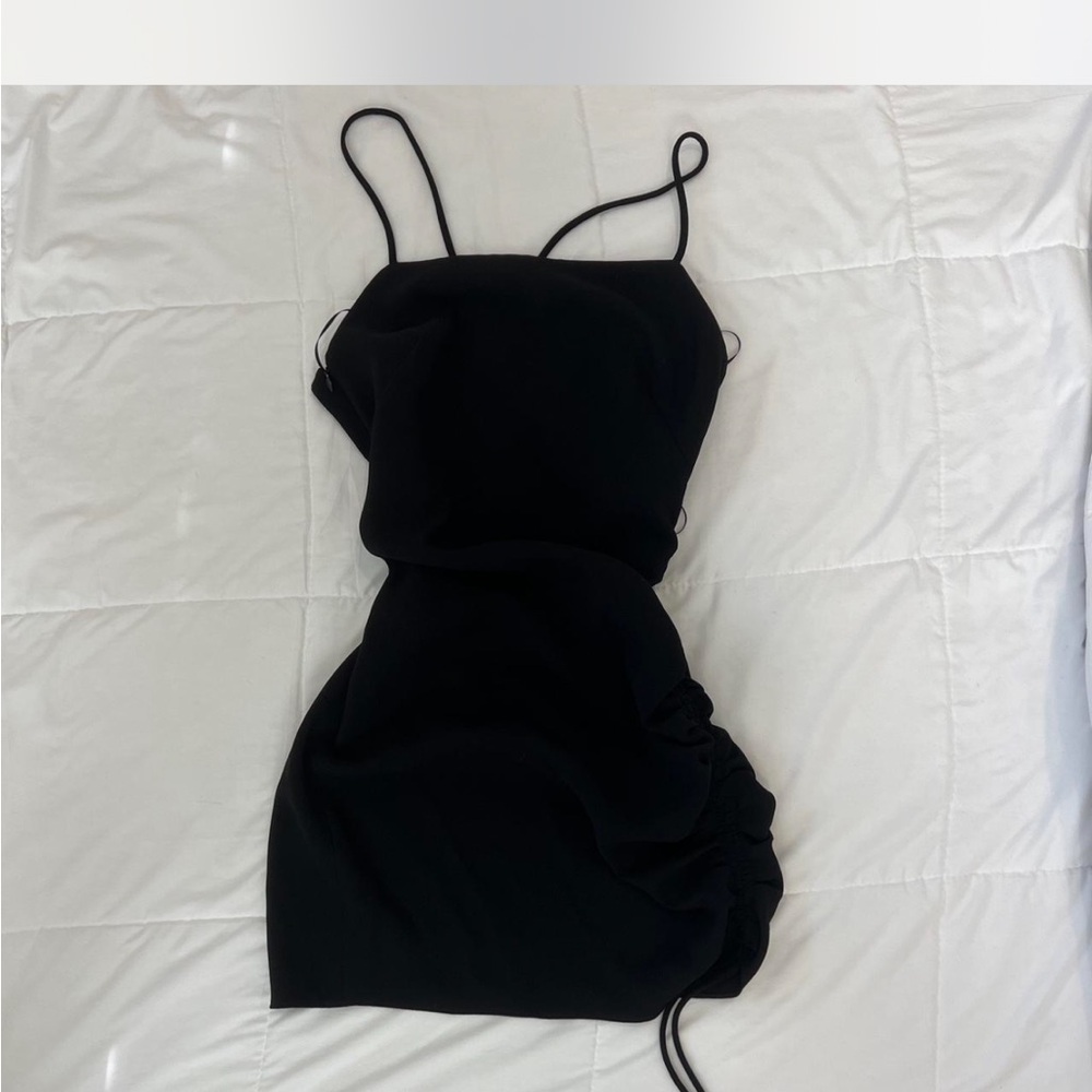 Nordstrom Black Ruched Mini Slip Dress
